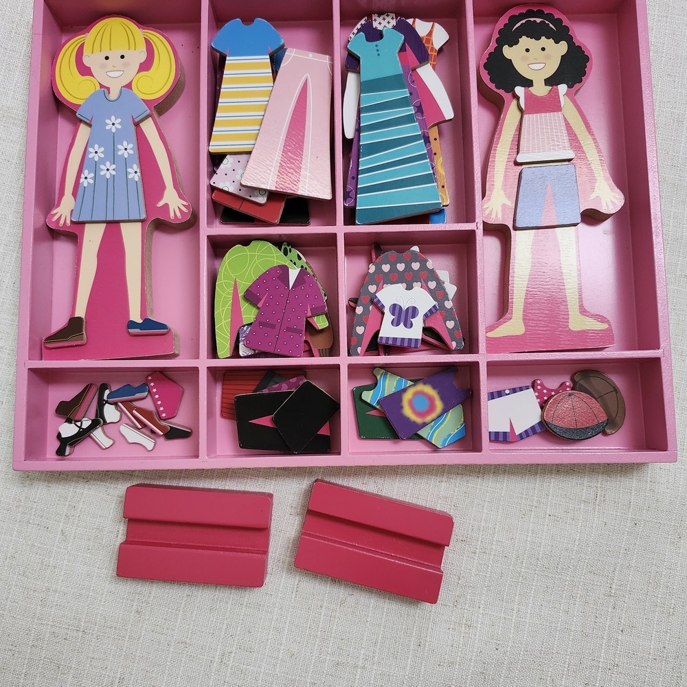 Melissa & Doug Abby & Emma Magnetic Wooden Dress-Up Dolls